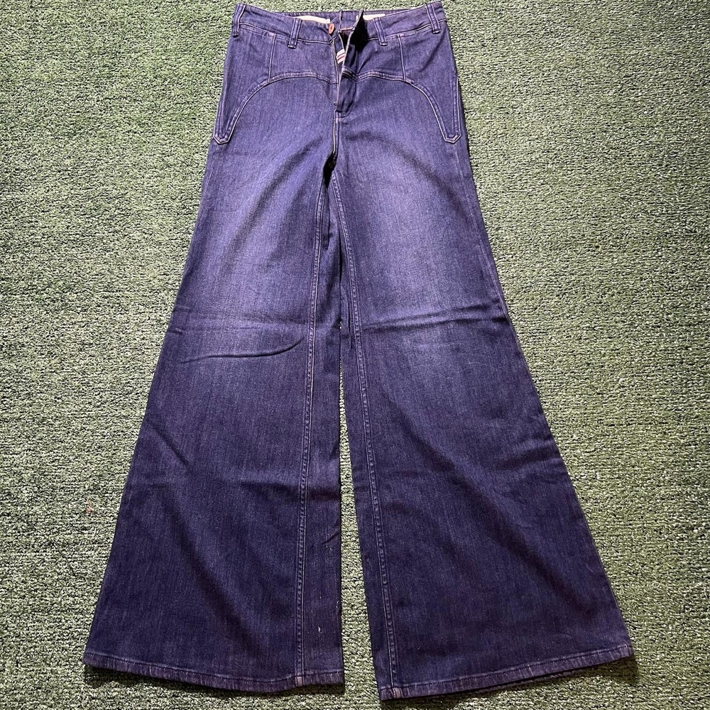 Pilcro And The Letterpress Jeans Womens 27 Blue High Rise Wide Leg Dark Wash